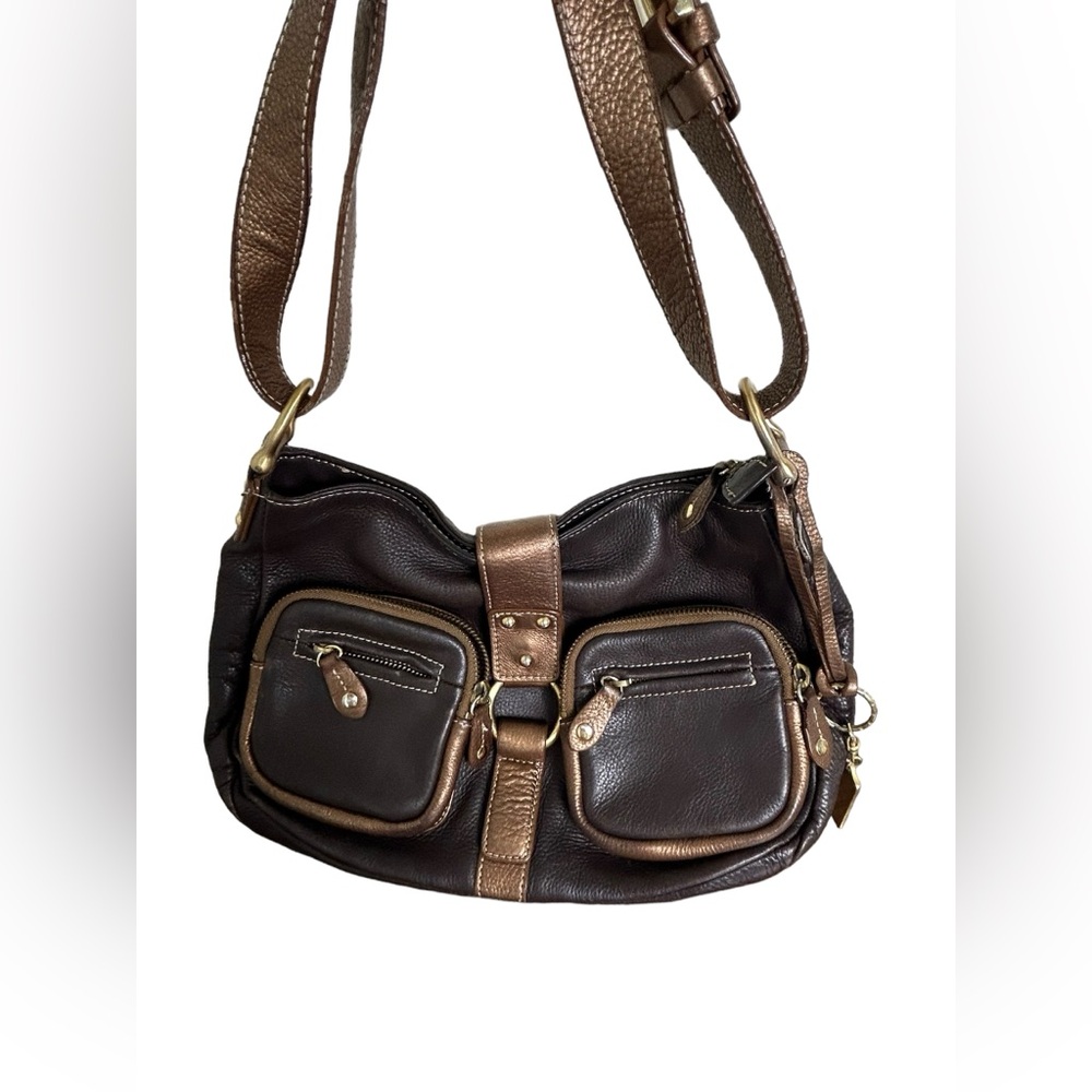 Lucē Leather Dark Brown and Brass Toned Hobo Bag